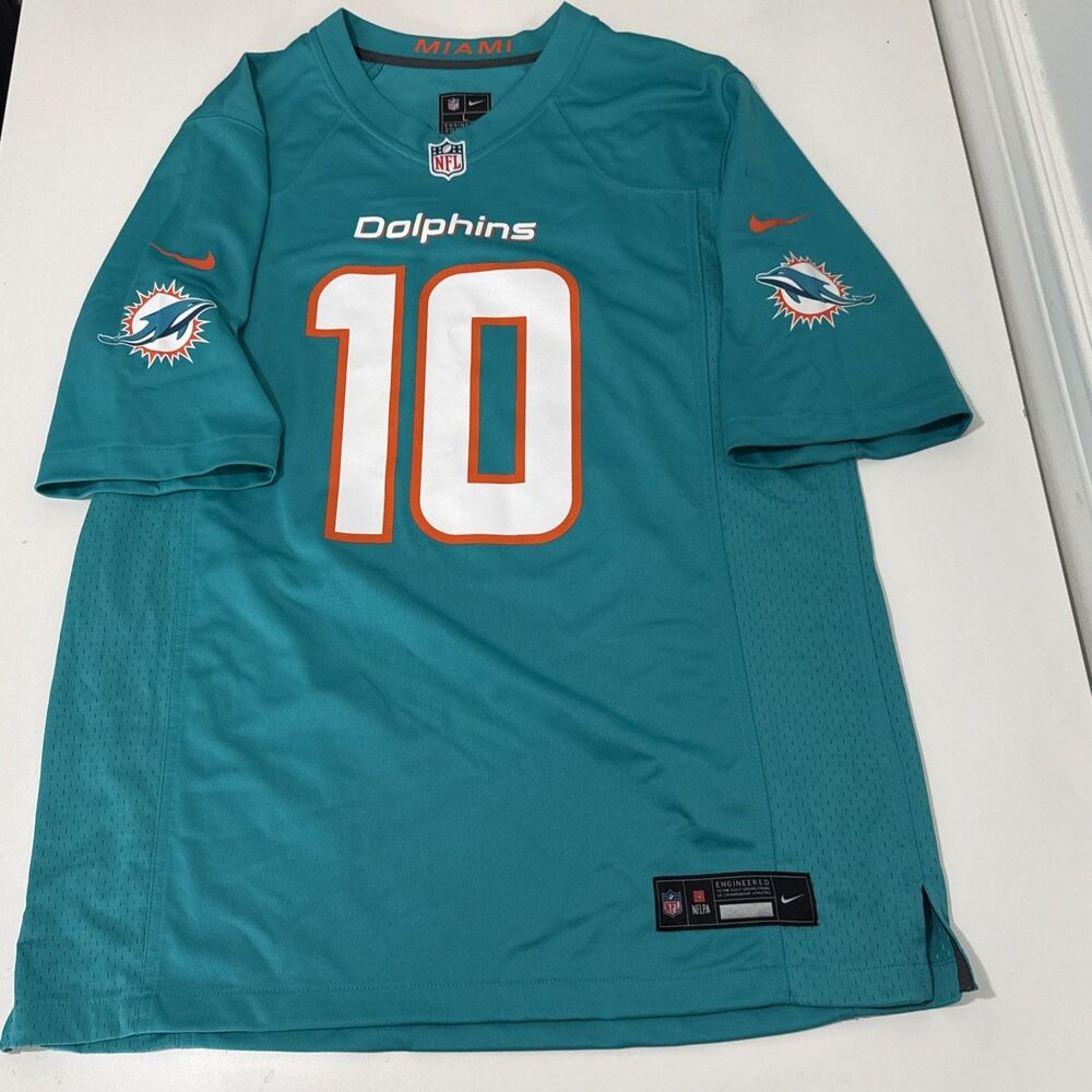 Nike NFL Miami Dolphins #10 Tyreek Hill OnField Football Jersey Men’s Large Aqua